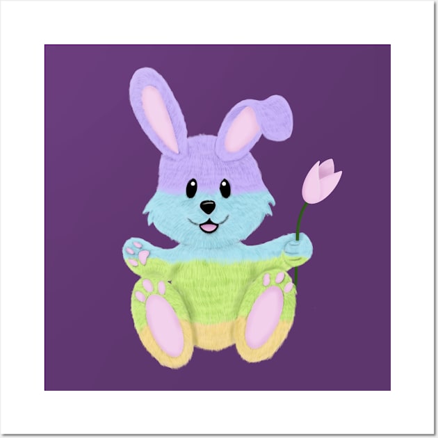 Furry, Pastel Easter Bunny Wall Art by Gsallicat